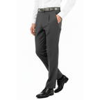 Men's Pants G.Manzoni None Wrinkle Wool Super 120's #056 Gray Made in Italy