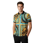 Mens PLATINI Sports Polo Shirt With Rhine Stones Fancy Medallion DPP8241 Black