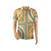 Mens PLATINI Sports Polo Shirt With Rhine Stones Fancy Medallion DPP8242 Beige - J.Valintin Men's Wear Legend - 71743