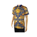 Mens PLATINI Sports Polo Shirt With Rhine Stones Lion Medallion DPP8247 Navy - J.Valintin Men's Wear Legend - 71723
