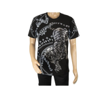 Mens PLATINI Sports Shirt With Rhine Stones Lion Chain STT8022 Black Lion - J.Valintin Men's Wear Legend - 92050
