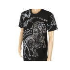 Mens PLATINI Sports Shirt With Rhine Stones Lion Chain STT8022 Black Lion - J.Valintin Men's Wear Legend - 92050
