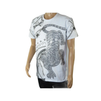 Mens PLATINI Sports Shirt With Rhine Stones Lion Chain STT8023 White - J.Valintin Men's Wear Legend - 92035
