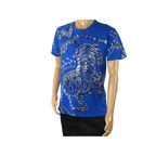 Mens PLATINI Sports Shirt With Rhine Stones Lion Chain STT8025 Royal Blue - J.Valintin Men's Wear Legend - 92055