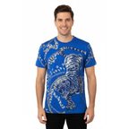 Mens PLATINI Sports Shirt With Rhine Stones Lion Chain STT8025 Royal Blue