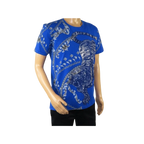 Mens PLATINI Sports Shirt With Rhine Stones Lion Chain STT8025 Royal Blue - J.Valintin Men's Wear Legend - 92055