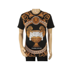 Mens PLATINI Sports Shirt With Rhine Stones Lion Medallion Chain SS3560 Black - J.Valintin Men's Wear Legend - 92040