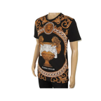 Mens PLATINI Sports Shirt With Rhine Stones Lion Medallion Chain SS3560 Black - J.Valintin Men's Wear Legend - 92040