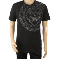 Mens PLATINI Sports Shirt With Rhine Stones Lion Medallion Chain SS3612 Black - J.Valintin Men's Wear Legend - 92015