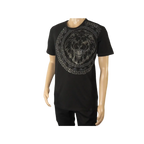 Mens PLATINI Sports Shirt With Rhine Stones Lion Medallion Chain SS3612 Black - J.Valintin Men's Wear Legend - 92015
