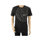 Mens PLATINI Sports Shirt With Rhine Stones Lion Medallion Chain SS3612 Black - J.Valintin Men's Wear Legend - 92015