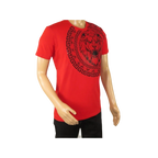 Mens PLATINI Sports Shirt With Rhine Stones Lion Medallion Chain SS3612 Red - J.Valintin Men's Wear Legend - 92005