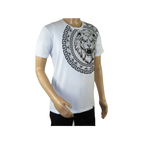 Mens PLATINI Sports Shirt With Rhine Stones Lion Medallion Chain SS3612 White - J.Valintin Men's Wear Legend - 92020