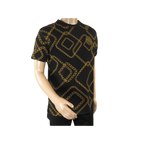 Mens PLATINI Sports Shirt With Rhine Stones Medallion Chain STT7626 Black Gold - J.Valintin Men's Wear Legend - 92030