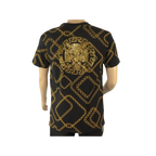 Mens PLATINI Sports Shirt With Rhine Stones Medallion Chain STT7626 Black Gold - J.Valintin Men's Wear Legend - 92030