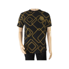 Mens PLATINI Sports Shirt With Rhine Stones Medallion Chain STT7626 Black Gold - J.Valintin Men's Wear Legend - 92030