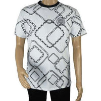 Mens PLATINI Sports Shirt With Rhine Stones Medallion Chain STT7794 White Black - J.Valintin Men's Wear Legend - 92025