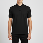 Men's Polo Shirt By Moderno Checker Satin Short Sleeves MJP-106 Black