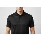 Men's Polo Shirt By Moderno Checker Satin Short Sleeves MJP-106 Black