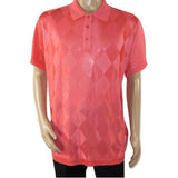 Mens Polo Shirt Slinky Sheer Short Sleeves Soft Touch by Stacy Adams 3703 Coral - J.Valintin Men's Wear Legend - 94029