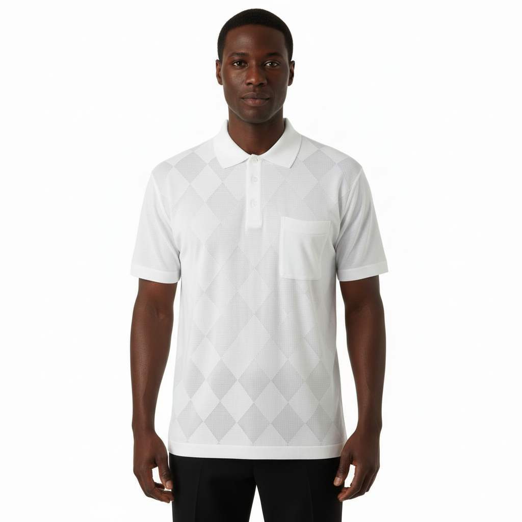 Mens Polo Shirt Slinky Sheer Short Sleeves Soft Touch by Stacy Adams 3703 White