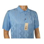 Mens Polo Shirt Slinky Sheer Short Sleeves Soft Touch by Stacy Adams 57007 Blue - J.Valintin Men's Wear Legend - 100065