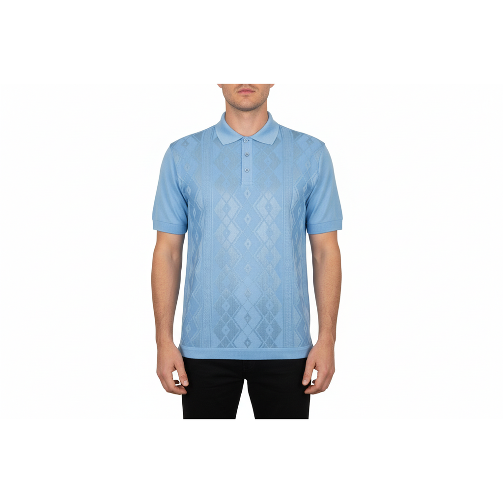 Mens Polo Shirt Slinky Sheer Short Sleeves Soft Touch by Stacy Adams 57007 Blue