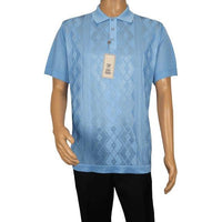 Mens Polo Shirt Slinky Sheer Short Sleeves Soft Touch by Stacy Adams 57007 Blue - J.Valintin Men's Wear Legend - 100065