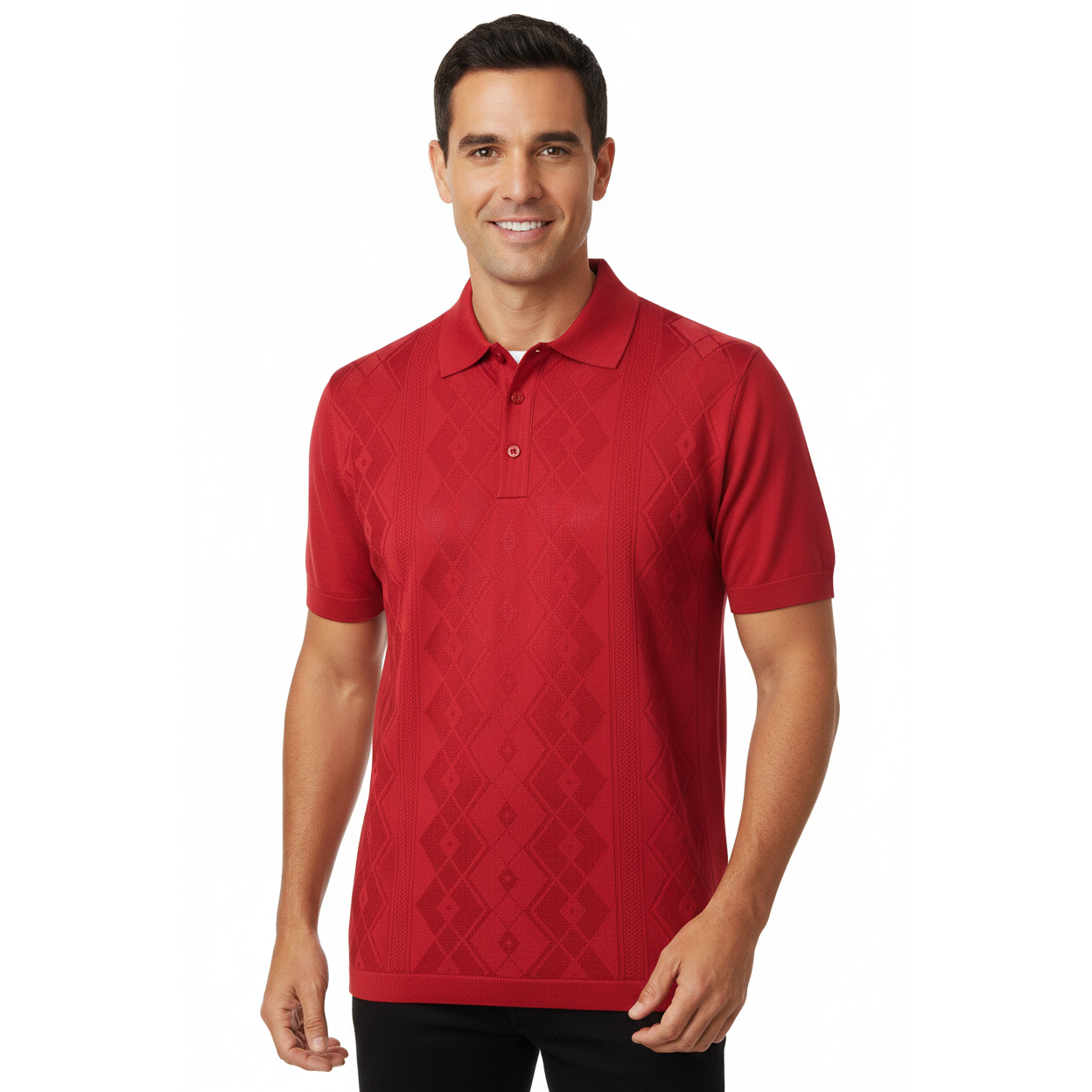 Mens Polo Shirt Slinky Sheer Short Sleeves Soft Touch by Stacy Adams 57007 Red