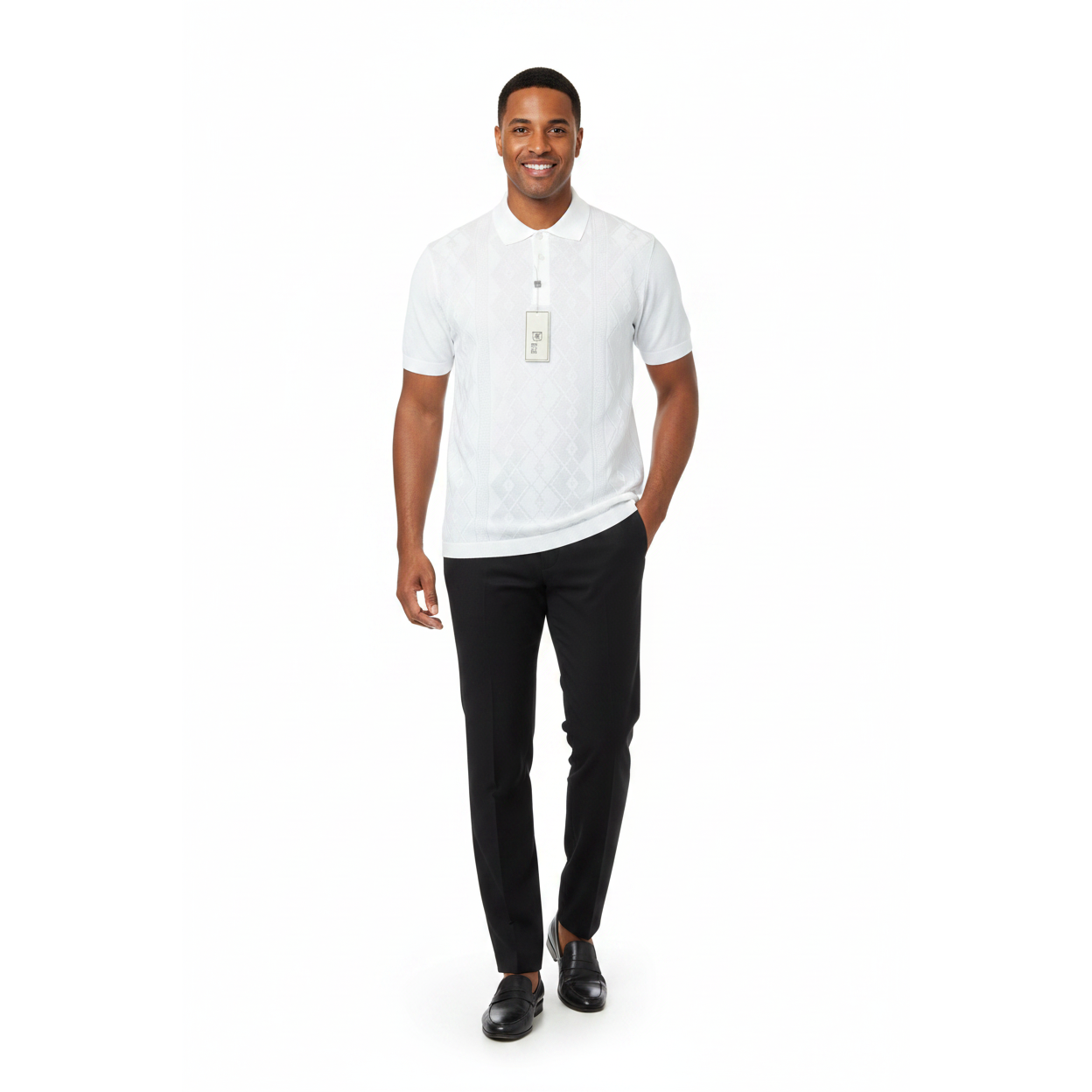 Mens Polo Shirt Slinky Sheer Short Sleeves Soft Touch by Stacy Adams 57007 White