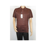 Mens Polo Shirt Slinky Sheer Short Sleeves Soft Touch Stacy Adams 57006 Brown - J.Valintin Men's Wear Legend - 100041