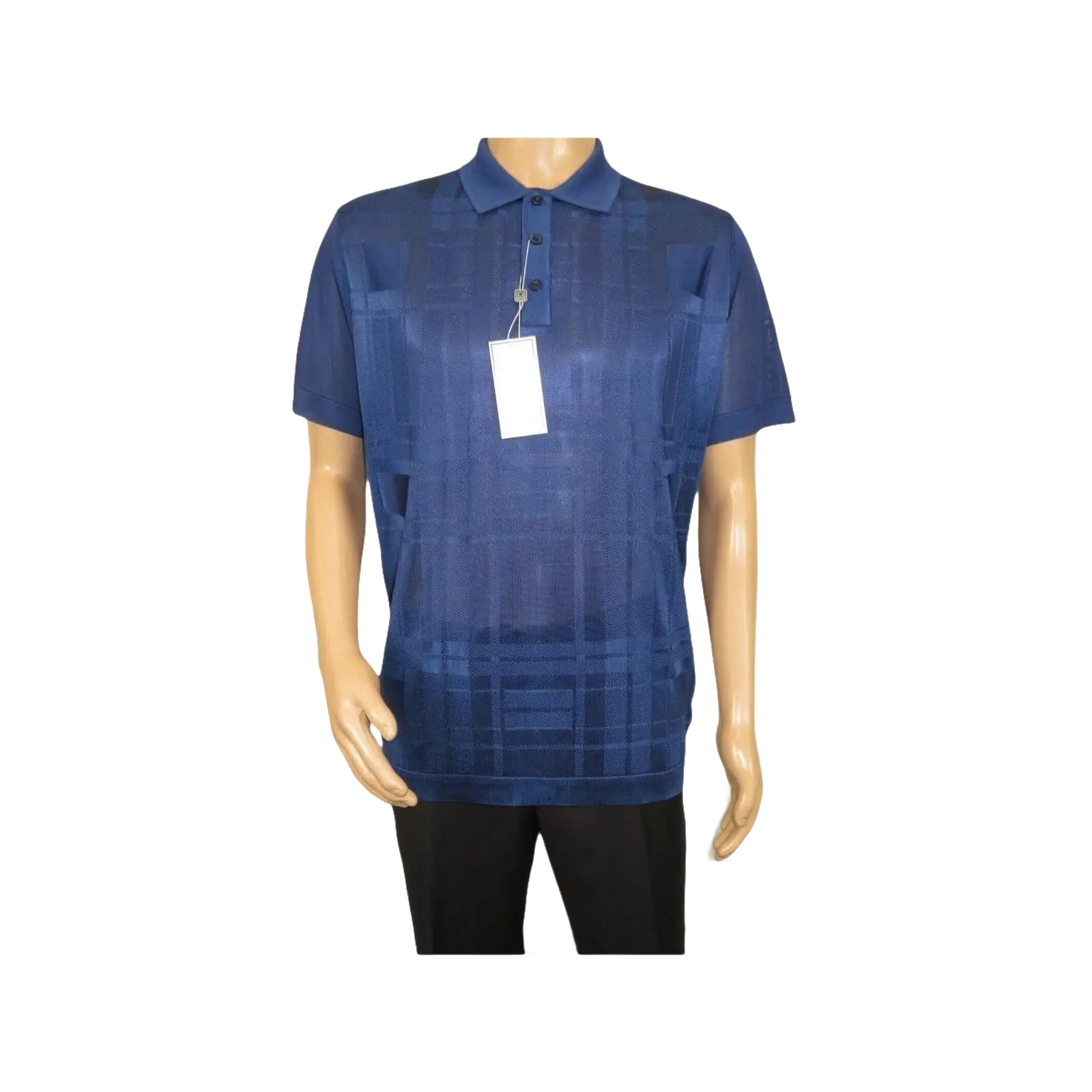 Mens Polo Shirt Slinky Sheer Short Sleeves Soft Touch Stacy Adams 57006 Navy - J.Valintin Men's Wear Legend - 100036