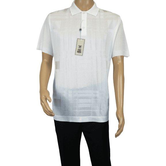 Mens Polo Shirt Slinky Sheer Short Sleeves Soft Touch Stacy Adams 57006 White - J.Valintin Men's Wear Legend - 100026