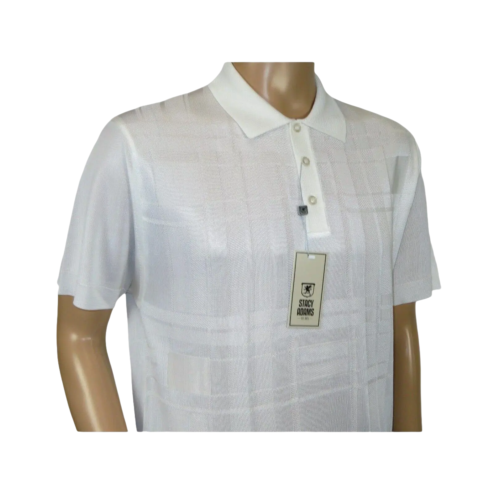 Mens Polo Shirt Slinky Sheer Short Sleeves Soft Touch Stacy Adams 57006 White - J.Valintin Men's Wear Legend - 100026