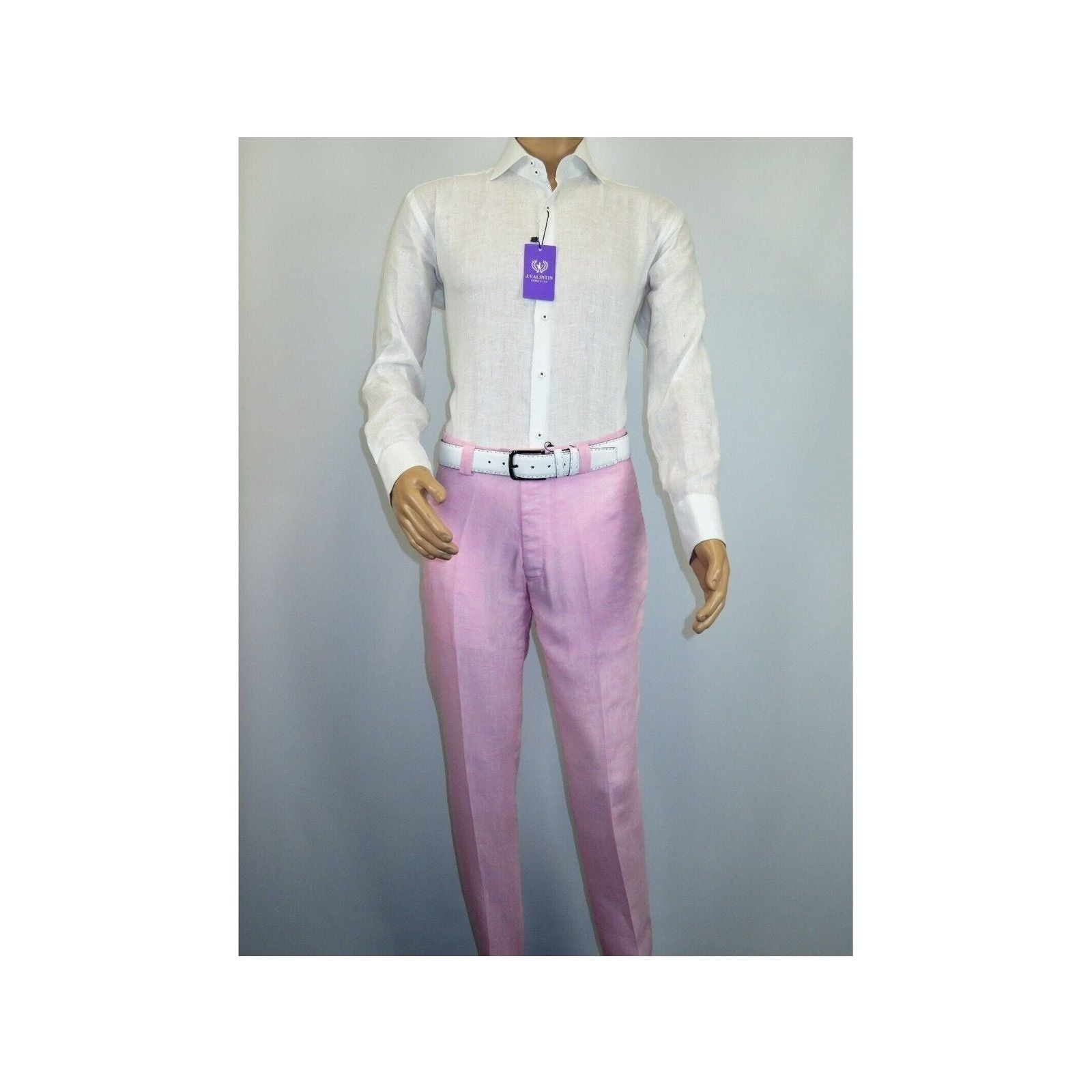 Mens Premium 100% Linen Cocktail Suit by INSERCH Breathable and cool SU880 Pink - J.Valintin Men's Wear Legend - 100661