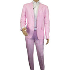 Mens Premium 100% Linen Cocktail Suit by INSERCH Breathable and cool SU880 Pink - J.Valintin Men's Wear Legend - 100661