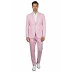 Mens Premium 100% Linen Cocktail Suit by INSERCH Breathable and cool SU880 Pink