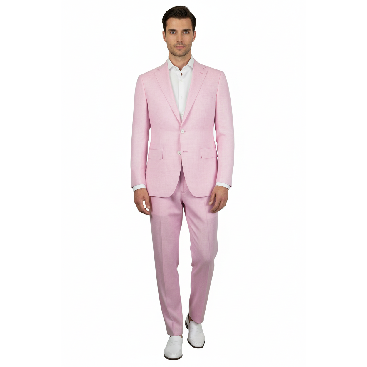 Mens Premium 100% Linen Cocktail Suit by INSERCH Breathable and cool SU880 Pink