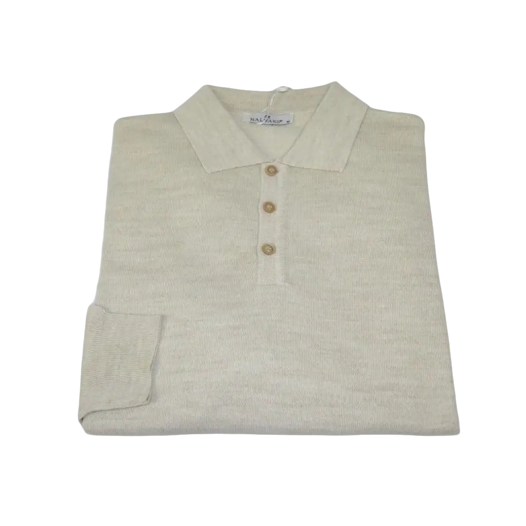 Mens PRINCELY Soft Merinos Wool Sweater Knits Light Weight Polo 1011 - 40 Lt Beige - J.Valintin Men's Wear Legend - 1011 - 40 Lt Beige - M