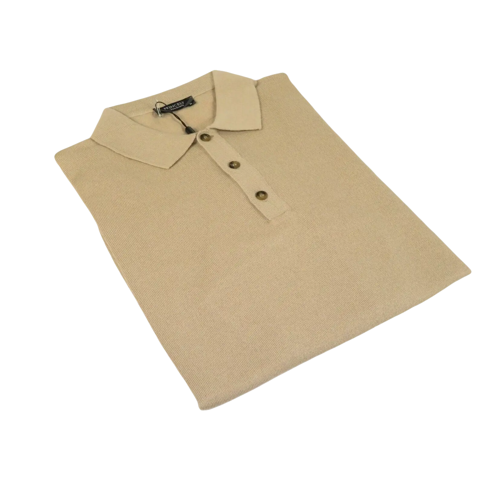 Mens PRINCELY Soft Merinos Wool Sweater Knits Lightweight Polo 1011 - 40 Tan Camel - J.Valintin Men's Wear Legend - 96598