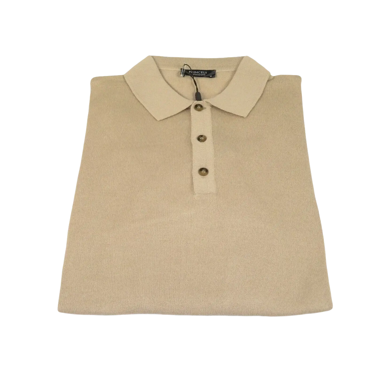 Mens PRINCELY Soft Merinos Wool Sweater Knits Lightweight Polo 1011 - 40 Tan Camel - J.Valintin Men's Wear Legend - 96598