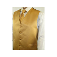 Men's Q Brand Formal Tuxedo Vest Tie and Hankie Satin #10 plain Gold - J.Valintin Men's Wear Legend - 6585