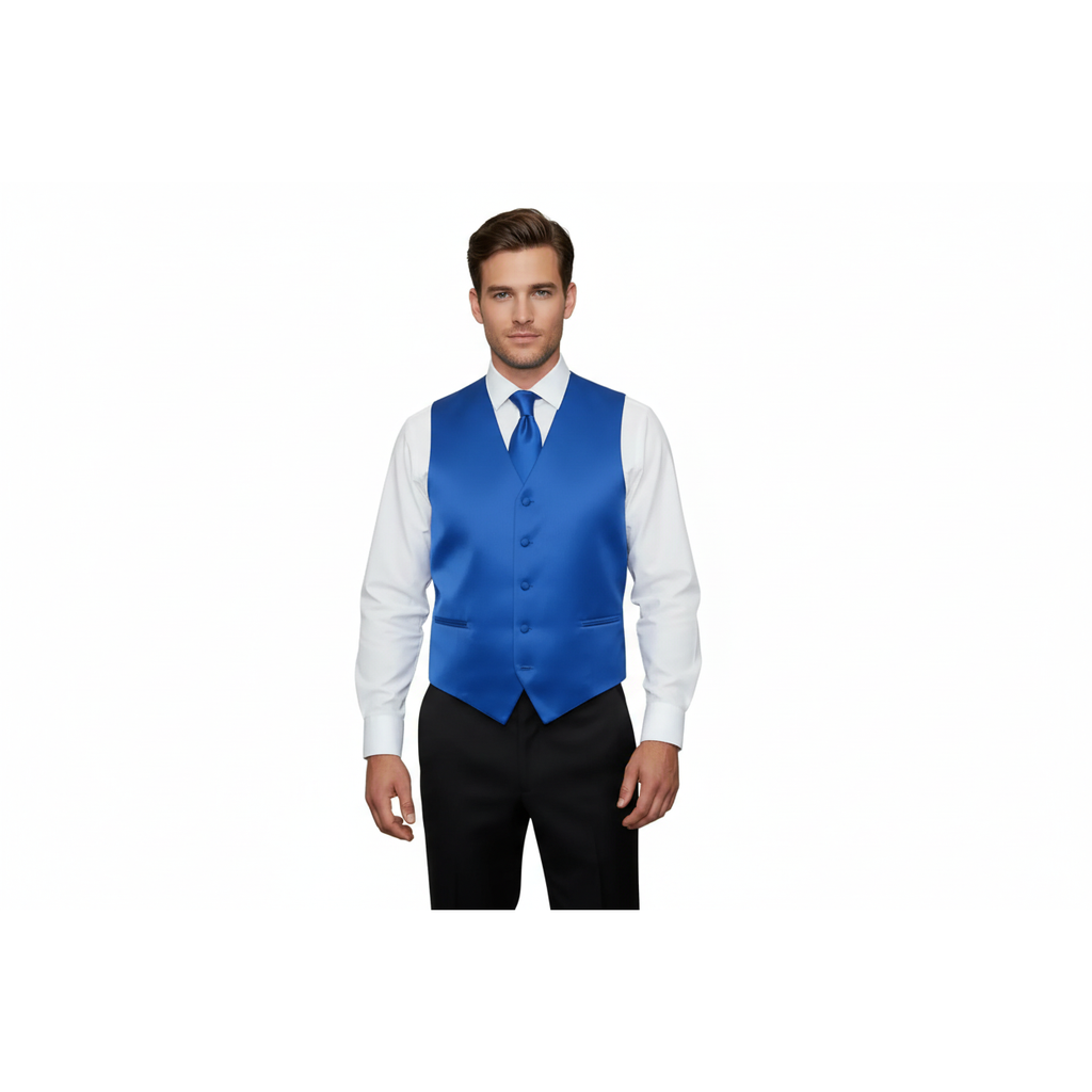 Mens  Q. BRAND Formal Vest ONLY after Six Assorted Satin Royal blue