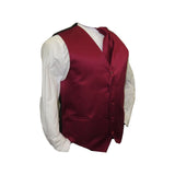 Mens Q Brand Formal Vest Tie Hankie after Six 10 Assorted Satin Burgundy new - J.Valintin Men's Wear Legend - 6579