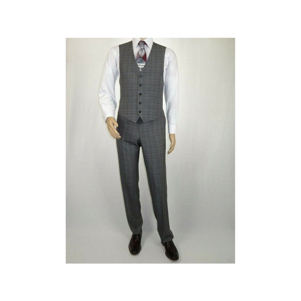Mens Renoir 3 Piece Vested Suit Glen Plaid Notch Lapel Business 278 - 1 Gray New - J.Valintin Men's Wear Legend - 28301