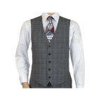 Mens Renoir 3 Piece Vested Suit Glen Plaid Notch Lapel Business 278 - 1 Gray New - J.Valintin Men's Wear Legend - 28301