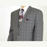 Mens Renoir 3 Piece Vested Suit Glen Plaid Notch Lapel Business 278 - 1 Gray New - J.Valintin Men's Wear Legend - 28301