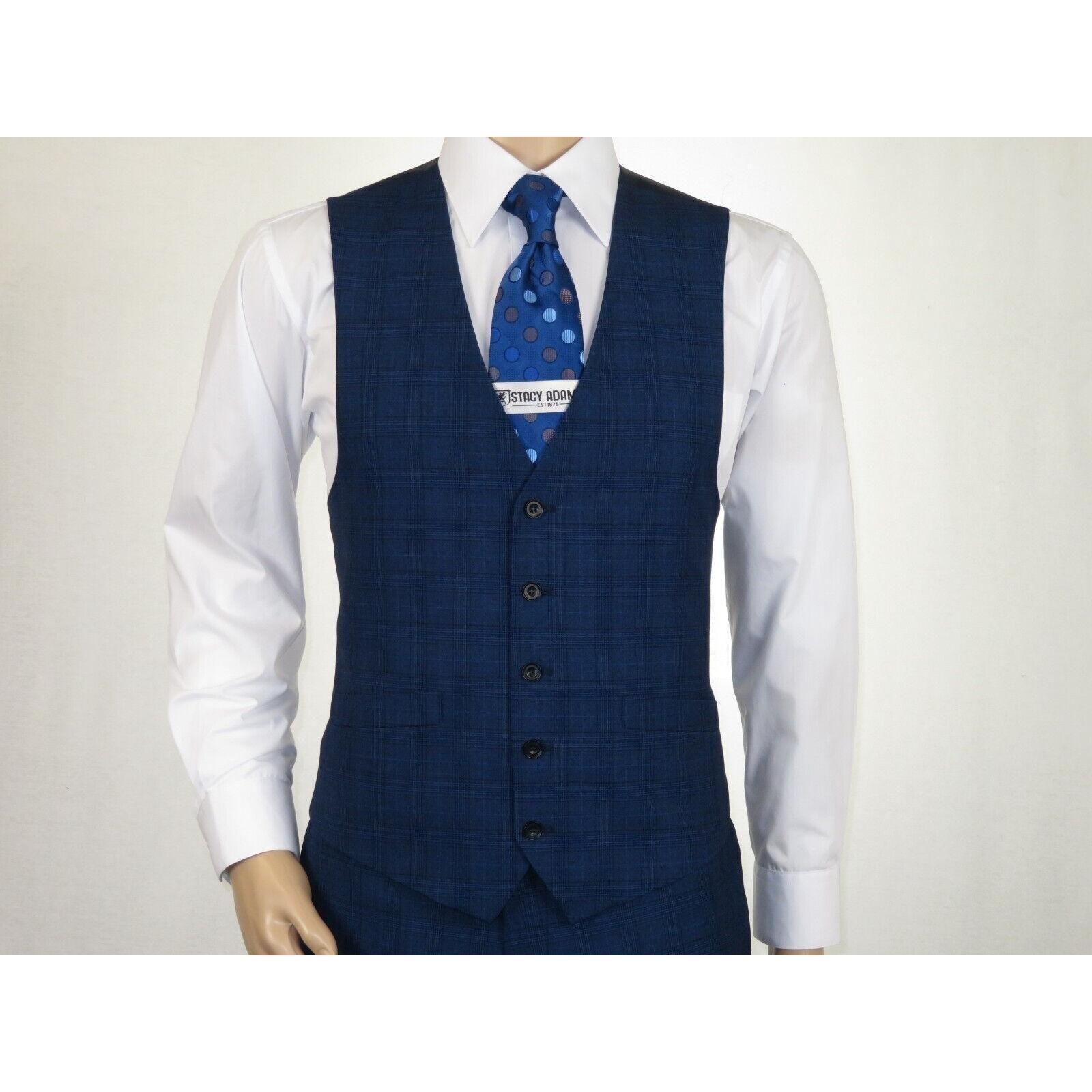 Mens Renoir 3 Piece Vested Suit Glenn Plaid Notch Lapel Business 278 - 2 Navy Blue - J.Valintin Men's Wear Legend - 21737