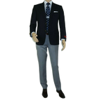 Men's RENOIR Classic Blazer 100% Wool Side vents Metal Buttons Notch 509 - 2 Navy - J.Valintin Men's Wear Legend - 21544