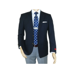 Men's RENOIR Classic Blazer 100% Wool Side vents Metal Buttons Notch 509 - 2 Navy - J.Valintin Men's Wear Legend - 21544